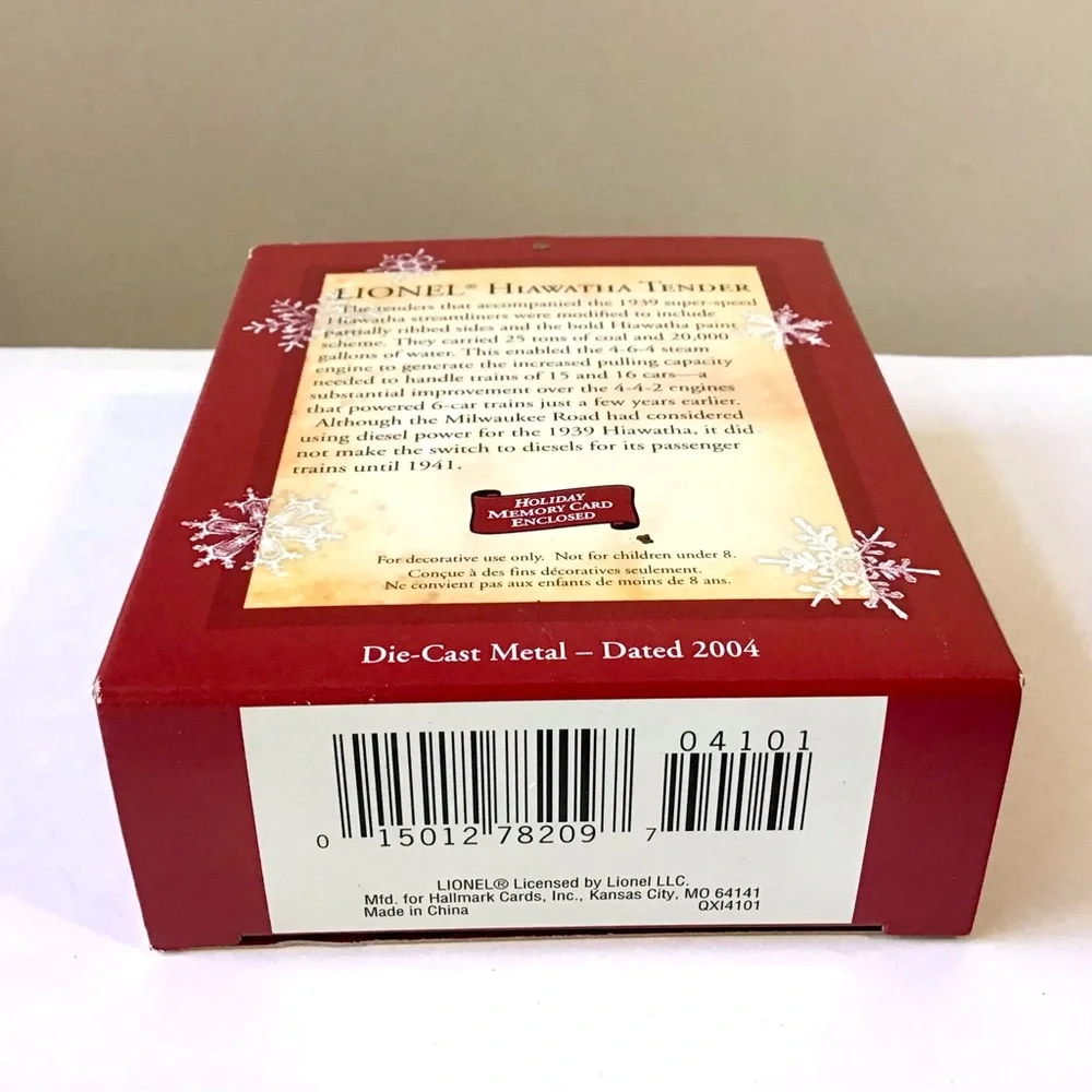 2004 Hallmark LIONEL Train Keepsake Ornament Hiawatha TENDER Christmas Vintage